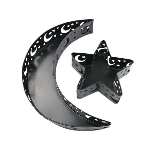 IRON STAR & MOON SERVING TRAY (BLACK)